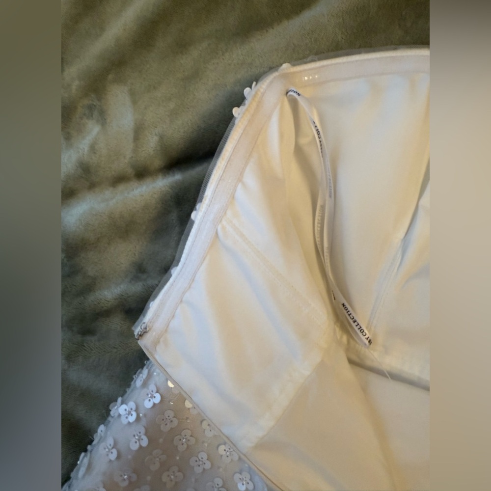 Dessy Pearl Sequin Strapless Mini Dress | Size 8 | Bridal / Cocktail - Picture 9 of 11